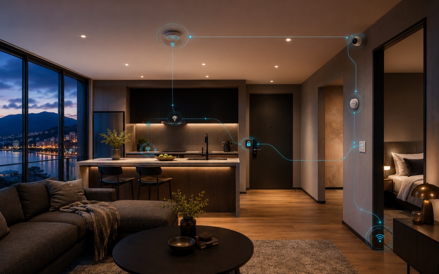 Connected smart home and accommodation technology in a Hobart apartment