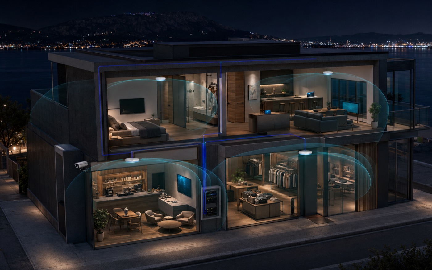 Whole-building Wi-Fi coverage across a modern Hobart property